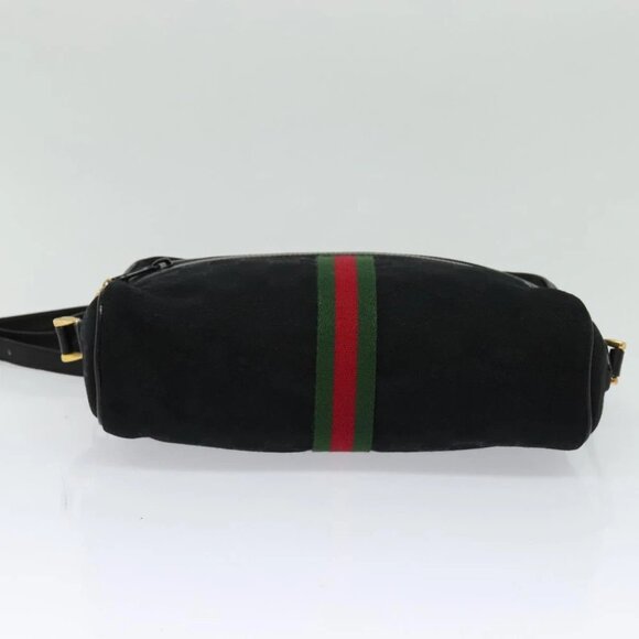 GUCCI GG Canvas Web Sherry Line Shoulder Bag Black Gold 37 0124071 Auth 125109 - Picture 7 of 15